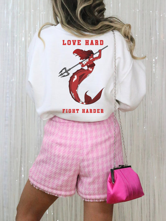 Red Mer Love Hard Fight Harder - Unisex Crewneck Sweatshirt