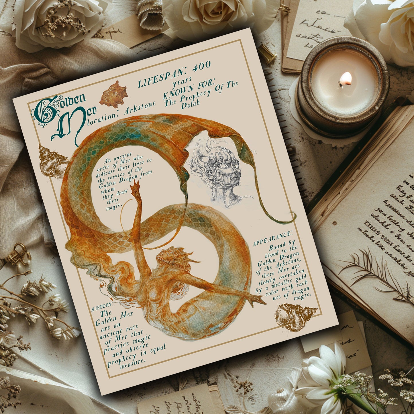 Golden Mer Bestiary Art Print