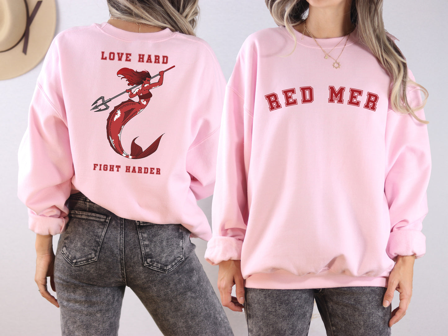 Red Mer Love Hard Fight Harder - Unisex Crewneck Sweatshirt
