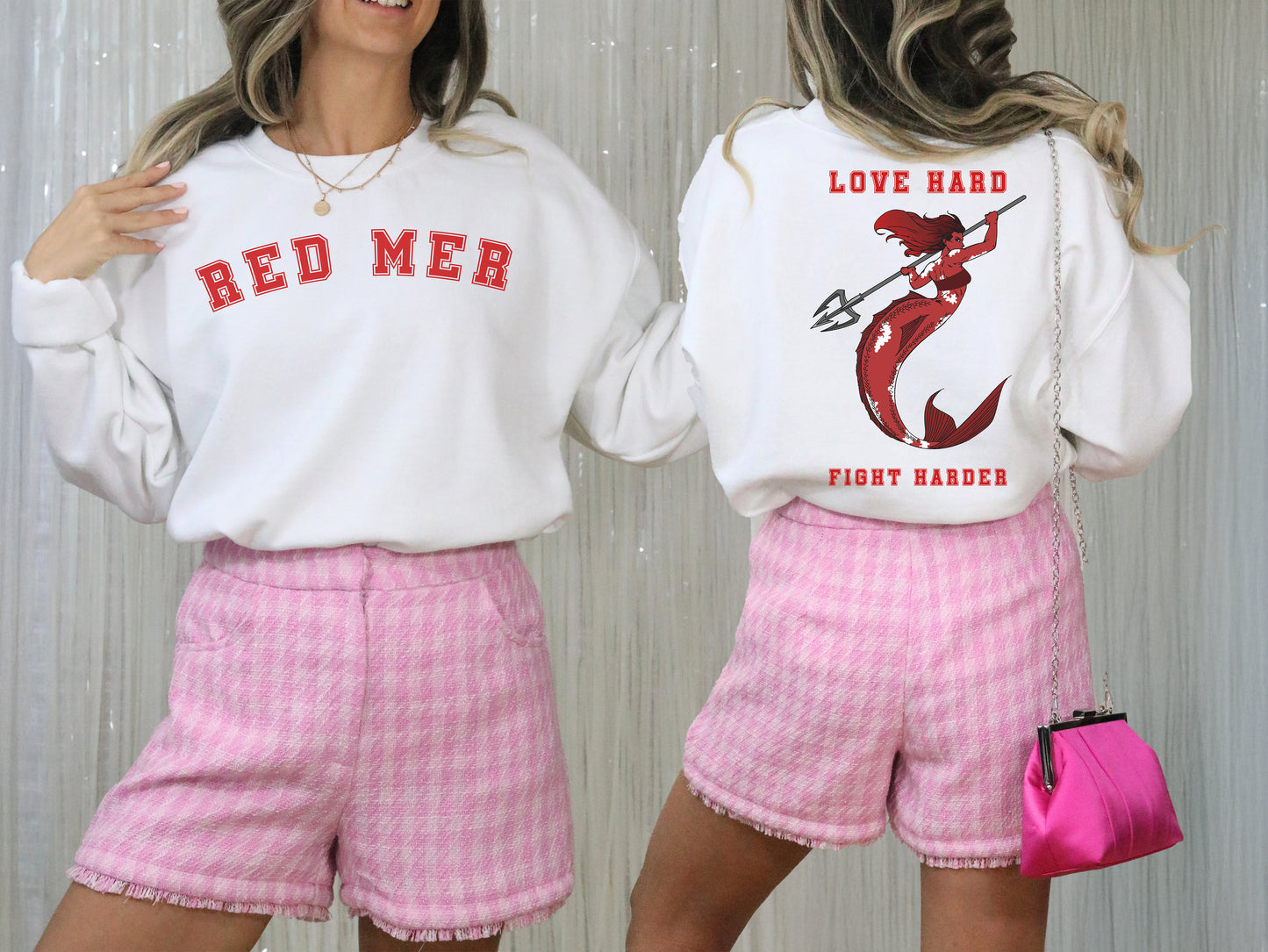 Red Mer Love Hard Fight Harder - Unisex Crewneck Sweatshirt